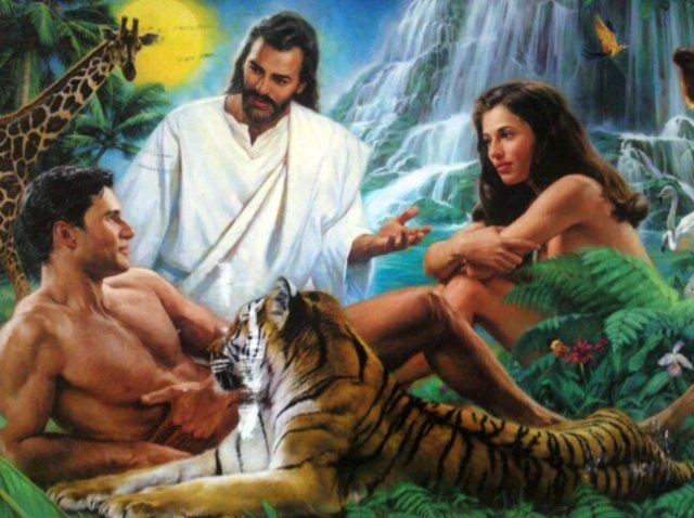 Jesus with Adam and Eve