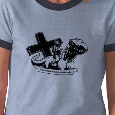 Jesus riding a dinosaur