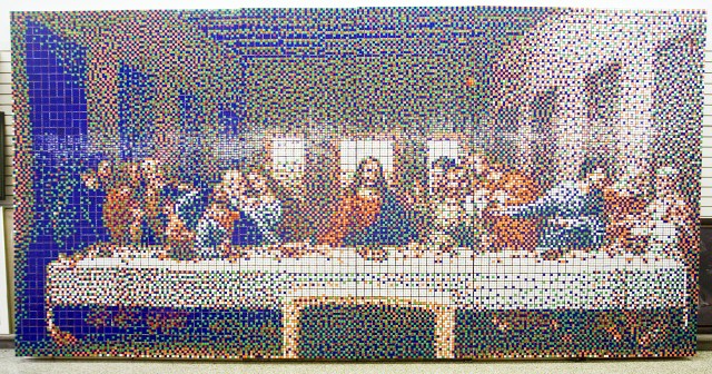 The Last Supper made out of Rubik's Cubes