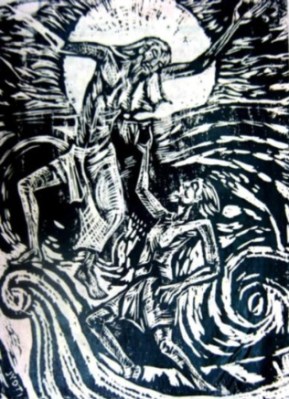 Jesus dancing on the water