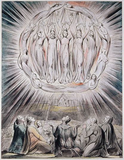 William Blake, "The Annunciation to the Shepherds," 1809. Watercolor on paper, 19.3 x 25.5 cm. Whitworth Art Gallery, Manchester, England. 