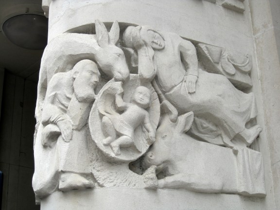 Nativity stone carving (Notre Dame de France)