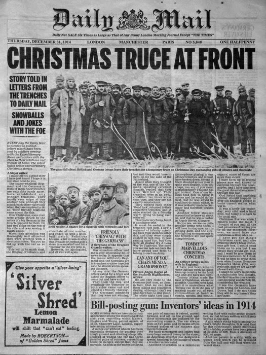 Dail Mail coverage of Christmas Truce