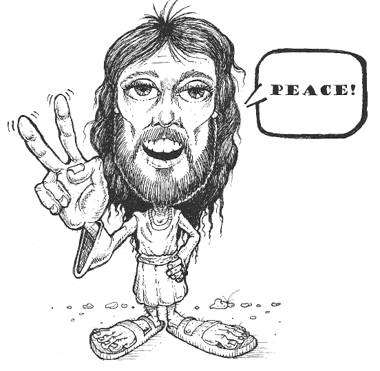 Jesus giving the peace sign