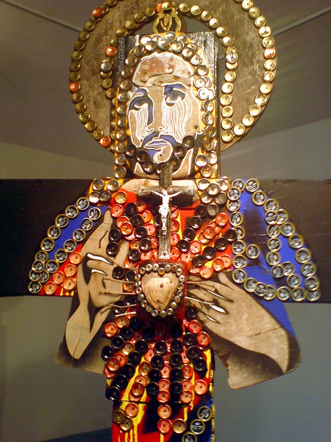 Sacred Heart made of bottle caps