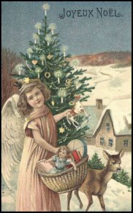 Christkind with basket of toys